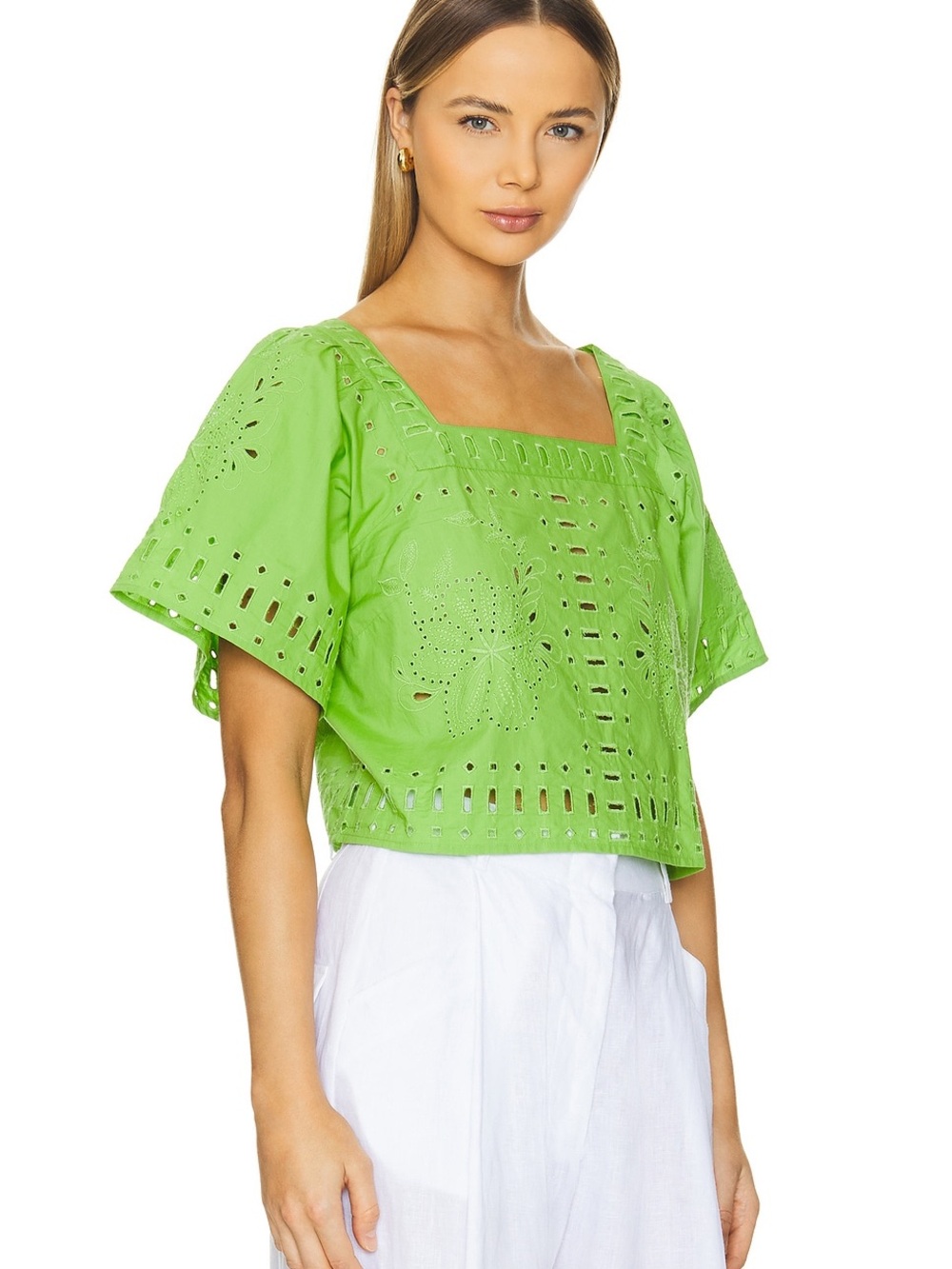 Rails Laine Lime Eyelet Square-Neck Crop Top